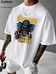 Disney co-branded cotton men's t-shirt, Cars McQueen print, ribbed college style spring and summer new sports men's clothing, soft and breathable men's white short sleeve tops - 白色 - 查看 2