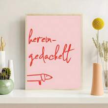 1 pieza Pintura de óleo en lienzo con arte de pared de estilo moderno, líneas abstractas rosas y perro salchicha con texto, decoración de pared para dormitorio, sala de estar, comedor, cocina, estudio, pasillo, dormitorio, regalo ideal para amigos