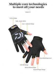 1 Pair 3-Finger Fishing Gloves, Waterproof Saltwater/Freshwater Fishing Gear, Anti-Slip Breathable Leather Fingerless Gloves For Fishing, Cycling, Sports, Suitable For Summer