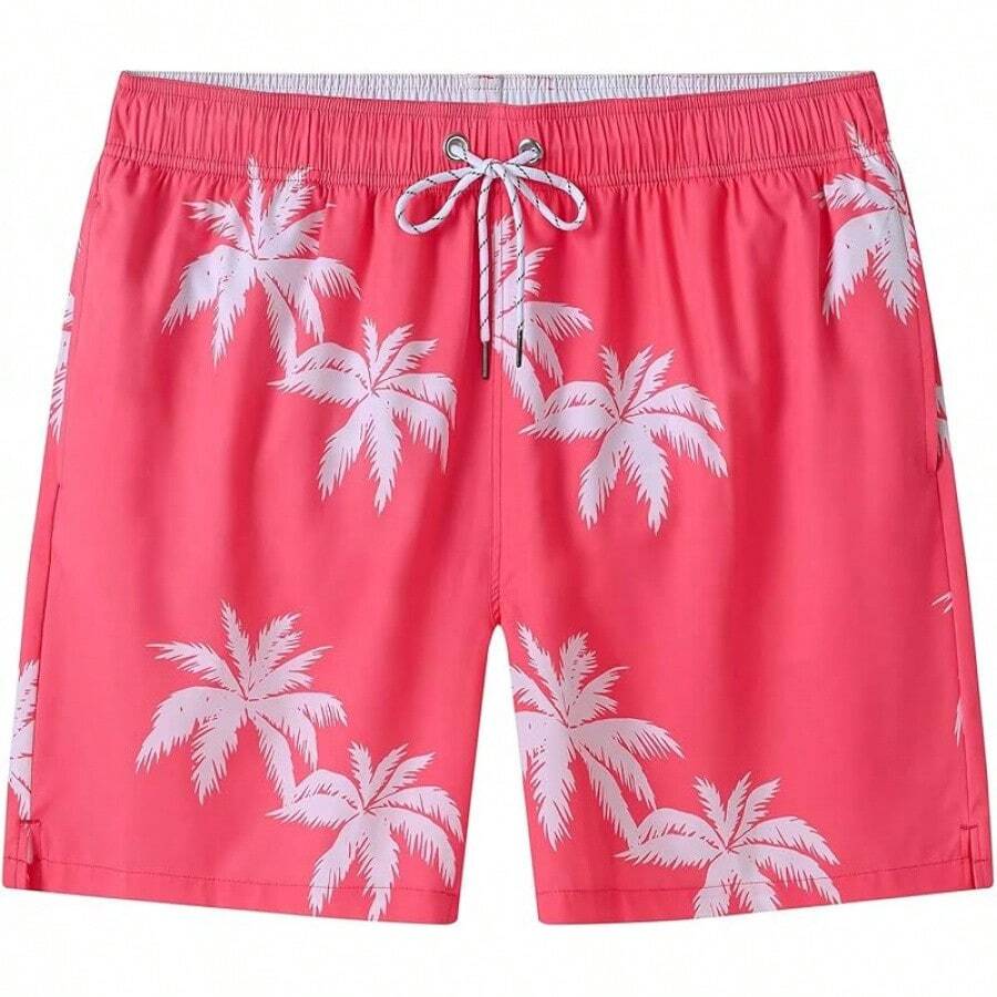 Shorts de baño para hombres de secado rápido con bolsillos con cremallera y forro de malla - Yd9 Rosa - Ver 1