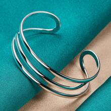 Silver Plating Three Curve Bangles Bracelet For Women Fashion Wedding Engagement Charm Jewelry