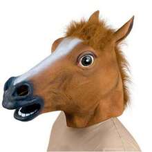 1pc Horse Head Mask Cosplay Masquerade Party Funny Funny Horse Head Cover Halloween Party Dress Dog Horse King Animal Head Cover Cosplay Unicorn Mask Glue Black Horse Spoof Props Various Party Accessories Mask (This Headget Is Made Of Rubber. It Is A Normal Phenomenon That The Printing And Dyeing Color Is Uneven.) - Brown - View 8