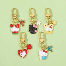 Sanrio Sanrio 1PC/5PCS Hello Kitty Keychains, Cute Cartoon Keychains, Party Gifts, Bag Pendants, Clothing Decoration Pendants For Daily Wear And Gifts
