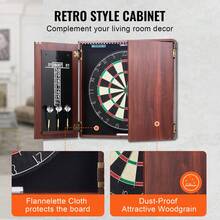 Dartboard And Cabinet Set, Ready-To-Play Bundle Official Size Dartboard Cabinet, Steel Tip Dart Hideaway Cabinet, Features LED Light, Easy Assembly, Complete With All Accessory, For Cricket Game - Coffee Brown - View 5