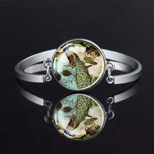 1pc Peacock Pattern Design Round Glass Texture Bracelet Unisex Fashion Accessory Holiday Gift Party Gift - Style1 - View 4