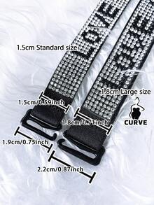 Plus Size LOVE Rhinestone Dekorowane Odpinane Ramiączka Bielizna Biustonosz Akcesorium, Seksowne i Efektowne