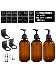 WCIC Simple Empty Plastic Shampoo And Conditioner Bottles With Label, Wall-Mounted Lotion Bottle Holder(Punch Installation),500ml Refillable Shampoo Bottles, Apothecary Dispenser Pump For Shampoo Lotion Oil Shower Soap Hand Soap And Dish Soap,For Face Wash/ Body Wash/ Hand Lotion/ Hand Sanitizer/ Shampoo/ Conditioner,For Bathroom, Bedroom, Kitchen,Laundry Room, Beauty Salon, Hotel, Restaurant Back To School