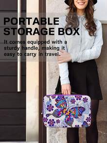 204 piezas Caja de almacenaje y kit de herramientas completo para pintura de diamantes DIY - Bolsa de almacenaje con mariposa, que incluye bandeja de color degradado, bolígrafo rodante, set de bolígrafos para aplicar los puntos, múltiples botellas de almacenaje, embudo, pegatinas, etc. Mejor regalo festivo para principiantes en manualidades y aficiones - Multicolor - Ver 7