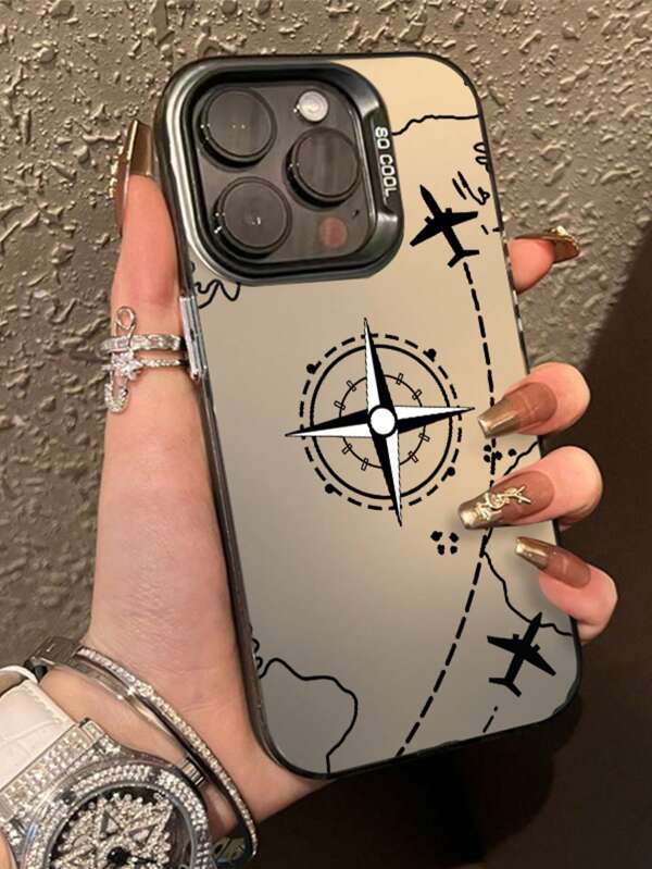 Travel 1pc Fashionable Minimalist Basic Black TPU Shockproof Protective Phone Case, Compatible With IPhone 7/8/X/Xs/XR/XS Max/11/12/13/14/15/16 Pro Max