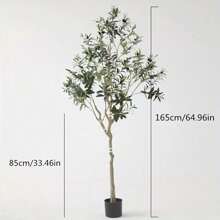 1pc, 165cm/64.94inch Artificial Olive Tree With Cloth Leaves And Plastic Trunk Infused With Wire And Iron Pole, Which Can Be Shaped. Each Tree Is Composed Of Multiple Parts That Can Be Assembled By Aligning The Arrows On The Label. Suitable For Home Decor, Kitchen, Living Room, Yard, Outdoor Store Window Decoration, Wedding Engagement Holiday Decoration, Etc., Valentine Day, Gift Gifts Birthday Graduation,Garden Decor,Outdoor Plant,Gardening,Fake Flowers