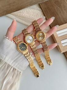 1pc Creative Watch Gold /Silver And Fashionable Quartz Watch, Suitable For Birthday Gift, Anniversary Gift, Daily Matching