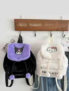 1 件 Sanrio Melody 卡通 Hello Kitty 图案斜挎包，优雅可爱的设计女士毛绒背包，大容量刺绣背包，圣诞礼物，适合学校用品，返校
