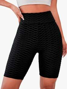 Biker Short Levanta Glúteos con Textura de Panal – Disponible en Varios Colores - Negro - Ver 3