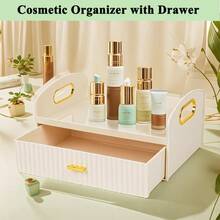 SKKREMakeup Organizer Countertop With Drawers Bedroom Vanity Clear Skincare Organizer Cute Cosmetic Display Cases For Perfumes Lipsticks Cream3w3s - Cream - View 2