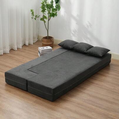 Folding Sofa Bed, 3-In-1 Foldable Couch Bed With 3 Pillows And Washable Cover, 25D High Density Memory Foam Convertible Sleeper Chair Bed, Futon Couch For Living Room, Bedroom, Dark Grey(Twin)