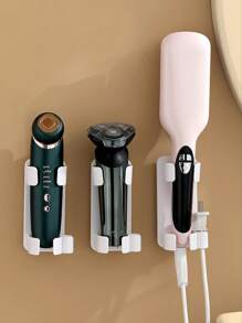 1pc, 3pcs, 5pcs Customized No Punching Storage Rack, Curling Iron Holder, Wall-Mounted Bathroom Iron Board Holder, Hair Straightener Organizer Shelf