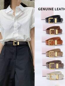 1 条高品质新款休闲腰带，时尚复古女士腰带，简约裤带，适合日常穿着，用途广泛 - 黑色 - 查看 4