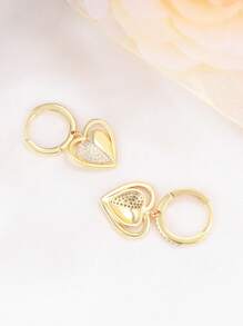 925 Sterling Silver Women's Hypoallergenic Earrings With Cubic Zirconia Heart Pendant, Classic Fashion Earrings Suitable As Birthday/Valentine's Day Gift