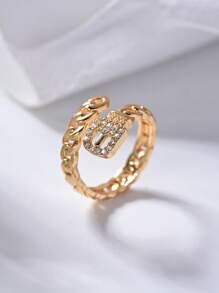 1pc Elegant Belt Design Women's Rings.18k Gold Plated Open Adjustable Ring,Unique Snake Ring With Sparkling Zirconia.Summer Fashion Accessory For Daily Wear,Party,Banquet,Vacation,Wedding.Valentine's Day Gift,Birthday Gift For Mom,Girlfriend,Best Friend.