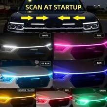 59 Inch Daytime Running Light Modified LED Light Strip, Car Front Hood Light, Dynamic Scanning At Startup, Streamer Atmosphere Light Strip, White Light, Easy To Install, Gift, Without Battery - White - View 3