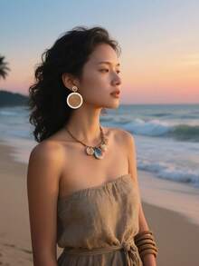 Women's Woven Earring Set, Summer Rattan Circle Wicker Earrings, Handmade Beach Jewelry, Woven Round Drop Earrings