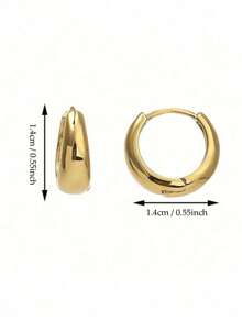 2pcs Gold Plated Chunky Hoop Earrings Huggie Earrings Bridal Wedding Party INS Jewelry Friend Girlfriend Wife Valentine's Day,Mom,Mother,Mother's Day, - 黃金 - 查看 4