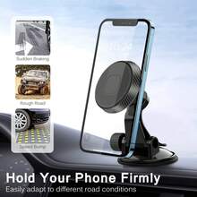 2025 Nowy automatyczny obrotowy magnetyczny uchwyt samochodowy na telefon - super mocny magnetyczny ssący otwór wentylacyjny/deska rozdzielcza podwójnego zastosowania, 360° swobodny obrót składana konstrukcja, blokowanie jednym kliknięciem uniwersalny dla wszystkich smartfonów - Głęboka Kosmiczna Czerń - Zobacz 6