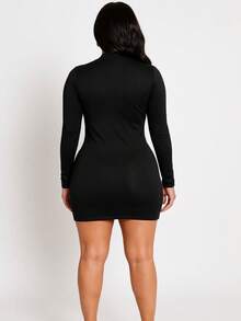 Vestido Negro Bodycon con Flecos Brillantes – Elegancia y Estilo, Brillo, Colorblock, Fiesta, Casual, Transparente, Gasa, Diamante de imitación, Playa. - Negro - Ver 2