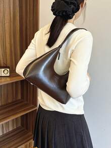 韩式别致漆皮月牙形手提包，女士单肩包，百搭托特包，适合购物、钱包、手提包，适合年轻女性、大学生、办公室女士。非常适合办公室、大学、工作、商务、通勤、户外活动、旅行和徒步旅行