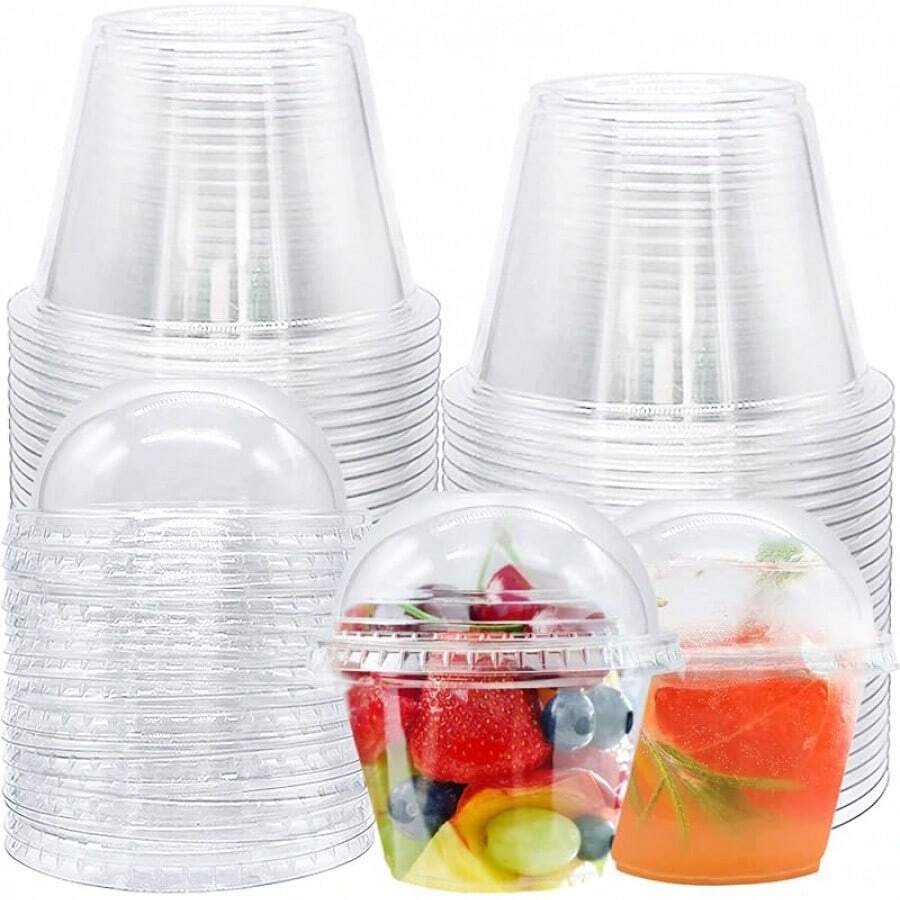 Clear Plastic Cups With Lids,6 Oz-50 Pack Mini Parfait Cups With Dome Lids(No Hole),Disposable Party Dessert Cups For Cold Drinks,Fruit,Cupcake,Ice Cream,Snack,Candy - 50 Pack Cups With Dome Lids - 查看 1