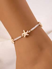 3 件套波西米亚风格串珠、贝壳和海星脚链套装，适合女士，适合海滩、度假、派对佩戴 - 五葉草 - 查看 18