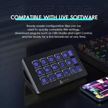 Stream Studio Controller ATTACK SHARK * A.JAZZ AKP153 Stream Studio Controller Keypad Type-C Wired With 15 Macro LCD Key&1 Side Screen Display Detachable Stand