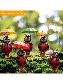 2D Flach, 5 Stücke Niedliche Insekten Acryl Gartendekoration, geeignet für Garten, Rasen, Topfpflanzen und weitere Dekorationsakzente, Geschenk zu Feiertagen, 2D Flach