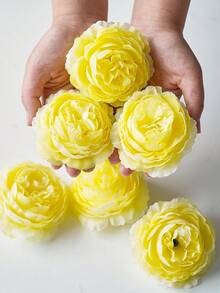 6/12/24pcs Artificial Peony Flowers Simulated Peony Flower Heads With Stems For Wedding Party Decoration, Cake Decoration And Home Living Room Table Centerpieces,Fake Plants,Fall Decor,Room,Desk,Garden Decor,Room Decoration Stuff - Yellow - View 6