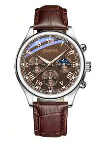 1pc Men's Business Quartz Wrist Watch, Luxury Top Brand Sports Watch, PU Leather Band, Elegant & Comfortable Casual Watch - Men's Watches - View 6