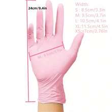 20/50/100pcs Powder-Free Pink Disposable Nitrile Gloves, For Cleaning, Tattoo And Beauty Salon Use - Dark Pink - View 4