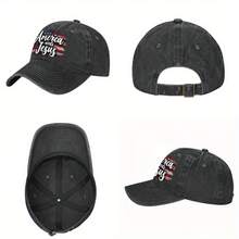 Vintage "America Needs Jesus" Shabby Denim Baseball Cap-Patriotic American Flag Design, Adjustable For Men And Women Style, Casual Sun Hat, Faith Costume With Message Of Faith Vintage Cowboy Hat  Baseball Cap, Baseball Cap - Black - View 4