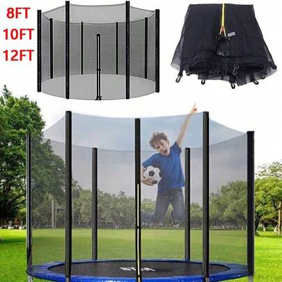 8/10/12ft Trampoline Enclosure Net For Round Frame Trampolines Replacement