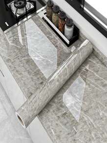 1 Roll Marble Pattern Peel And Stick Wallpaper, Waterproof, Moisture-Proof, Easy To Apply And Clean, Suitable For Bathroom, Kitchen, Living Room, Bedroom Decor