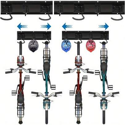 Bike Rack Wall Mounted, 4 Bicycles + 3 Helmets, Space Saving Vertical Bike Rack, Garage Bike Hangers, Indoor Cycle Stands Storage Holder For Road Bikes