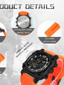 1 Relógio Eletrônico Multifuncional Masculino com Pulseira de Aço e Movimento Duplo, Relógio Masculino com Mostrador Grande e Resistente à Água