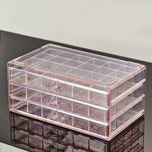 Caja de almacenamiento de joyas de 3 niveles y 72 rejillas, de acrílico transparente, práctica y multifuncional, adecuada para anillos, pendientes, collares, pulseras, organizador de joyas, caja de joyas apilable, almacenamiento de joyas, cajón de escritorio, caja de joyas grande, disponible en transparente/marrón/rosa/gris, decoración de habitación - Multicolor - Ver 14