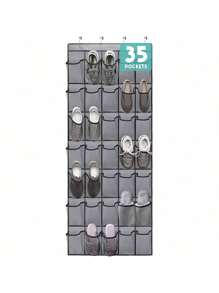 1pc /12//28/35/14/40 Pockets Available Mesh Bag Shoe Storage Rack, Closet Door Hanging Organizer, Large Pockets Hanging Shoe Rack For Closet Mesh Back Of Door Shoe Storage Door Hanger, Over The Door Shoe Organizer Closet Hanging Shoe Holder Hanger, For Space Saving – Breathable Over-The-Door Shoe Organizer For Sneakers, Heels, Slippers & Kids Shoes
