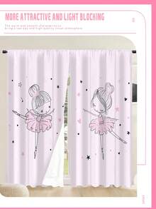 2 Panels Dancing Princess Themed Curtain For Kids Girls Bedroom Elegant Blackout Curtains - Multicolor - View 5