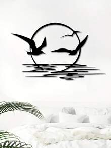 [Modern Metal Art] Modern Metal Wall Art - Sunrise & Seagulls | Unique Bird & Sunset Design, Perfect For Patio And Housewarming Gift