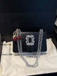 Bolso de hombro de lujo para mujer con relieve de cocodrilo, modelo de fiesta con correa de cadena, bolso cruzado versátil y de alta gama