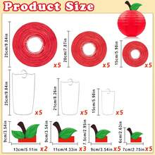 5/15 Pieces Of Interior Decoration: Red Apple-Shaped Paper Lantern Decoration, Hanging Ornaments, Fruit-Themed Party Home Decoration - Red Apple - View 9