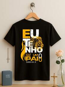 Printed Front And Back Children's And Youth Gospel Jesus Shirt I Have A FATHER - Black - View 2