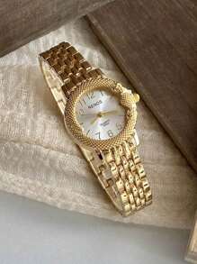 1pc Creative Watch Gold /Silver And Fashionable Quartz Watch, Suitable For Birthday Gift, Anniversary Gift, Daily Matching