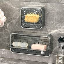 Wandmontierter Seifenschalenhalter für die Dusche - wasserdichter Badezimmer-Organizer mit starkem Klebstoff, keine verschmierte Seife mehr, PET+ABS Kunststoff, geeignet für Shampoo- und Seifenstücke, einfache Installation & Reinigung, Seifenhalter Badezimmer, stilvolles Gletschermuster, effizientes Ablaufsystem, Rückkehr zur Schule - Verschiedenfarbig - Übersicht 7